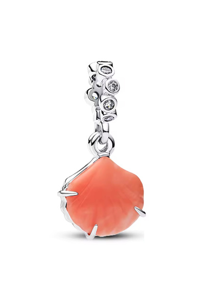 Fubena Pink Coral Reef Dangle Silver Charm