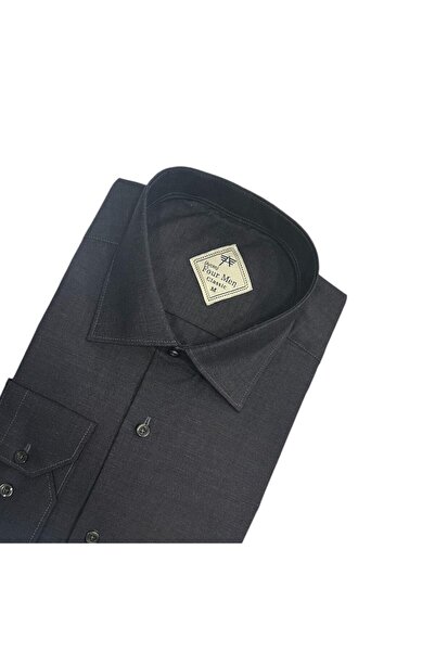 EREN STYLE قميص كلاسيكي أسود بأكمام طويلة مصنوع من قماش الفلانيل الشتوي المقا...