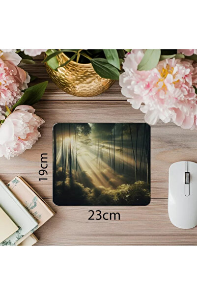 Wisdom Rain لوحة ماوس من الخيزران مليئة بالهدوء في ضوء الصباح - 19 × 23 سم 2 مم مستطيلة مطبوعة مستوردة