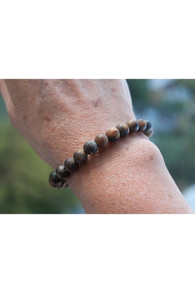 Altai Kahverengi Kaplan Gözü Doğal Taş Bileklik ( 8mm Naturel Mat )