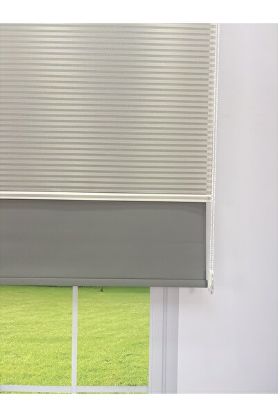 donatti perde LUNA Serisi Açık Gri Tül Antrasit Gri Stor Perde %100 BLACKOUT,...