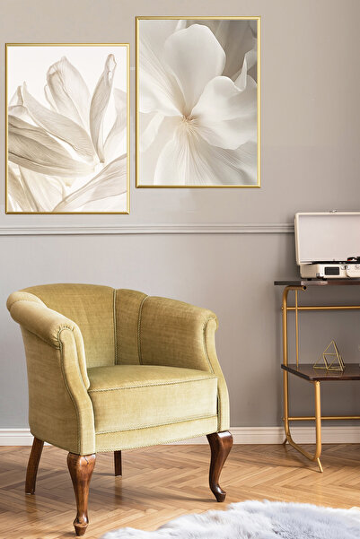 Linacci 2li Gold Metal Çerçeve Kadın Moda Gerçek Cam Tablo Seti