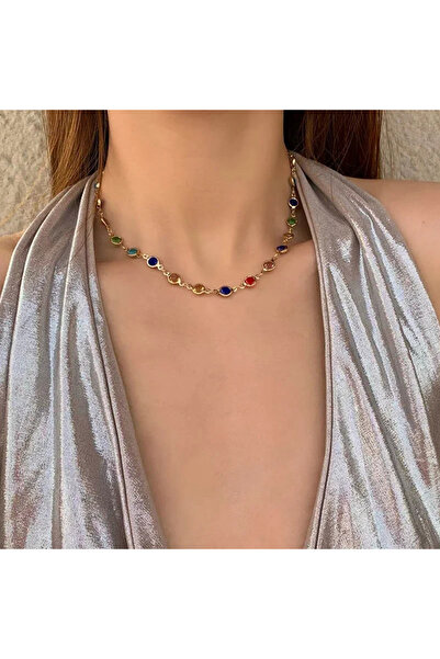lor Colier scurt cu pietre colorate