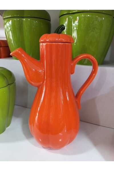 PEKPLUS Pumpkin Model Orange 1 Lt Porcelain Oil Pot Oil Bottle Vinegar Bottle