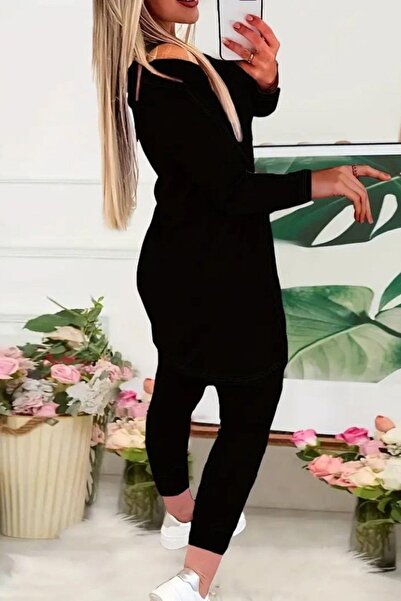 Mossta Printed Blouse Jacket Pants 3-Piece Set - Black