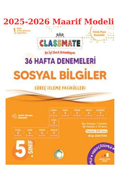 Okyanus Yayınları Okyanus 5. Sınıf Classmate Sosyal Bilgiler 36 Hafta Denemel...