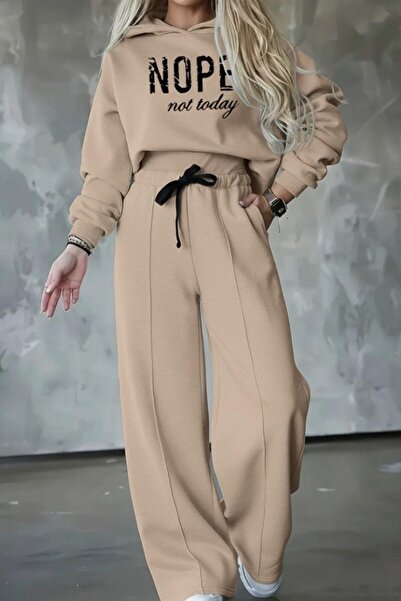 Mossta Nope Printed Ribbed Double Suit - Beige