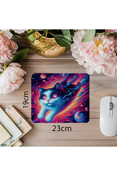 Wisdom Rain Mousepad cu tematică pisică cu ochi spațiali - 19x23 cm 2 mm drep...