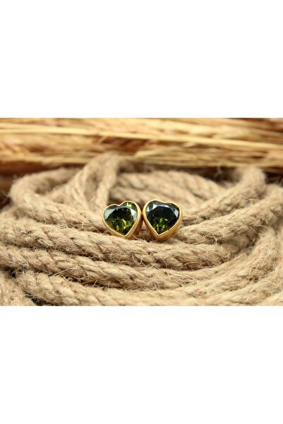 alpsilverart El İşi Kalp Peridot Taşlı 925 Ayar Gümüş Küpe | Otantik Kadın Takı