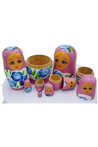 Dünyadan Hediyeler Wooden Matryoshka Doll Set of Seven Rose Pink