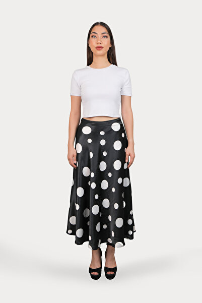 buket atalay atelier Puantiyeli Saten İpek Etek