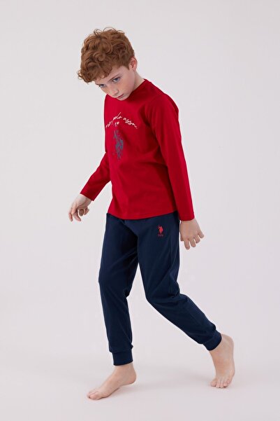 U.S. Polo Assn. Men's Red 100% Cotton Pajama Set Q3Pkl3Kk44