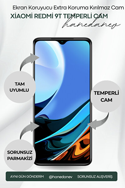 Hanedanev Xiaomi Redmi 9T Temperli Cam Ekran Koruyucu Extra Koruma Kırılmaz Cam