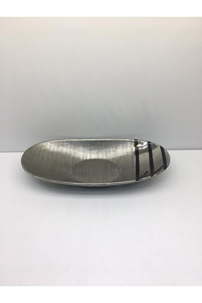 OEM Dekoratif Porselen Obje Gümüş Siyah Meyvelik 6x40x19 Cm
