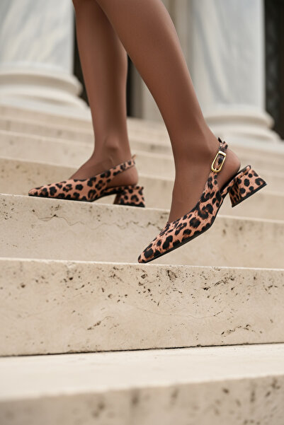 Brielfy Lumière Leopard Pattern Elegant Flag Heel Evening Dress Shoes