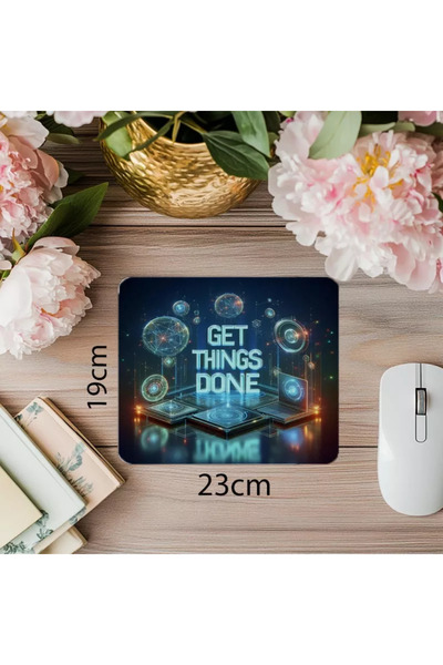 Wisdom Rain Mousepad de birou cu slogan Productivitate – Get Things Done - 19x23 cm 2 mm dreptunghiular importat cu imprimeu Mouse P