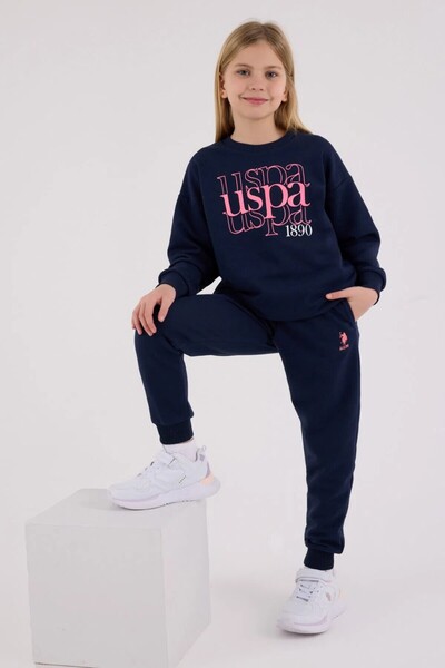 U.S. Polo Assn. Polo Kız Çocuk Rahat Uzun Kollu Pamuklu Pijama Takımı Lacivert Yumuşak Kumaş