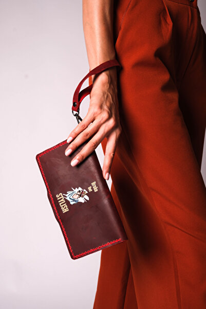 JUNIQ EDITION Hakiki Deri Bordo El ve Bilek Cüzdanı – “Broke but Stylish” Edition | El Yapımı Premium Aksesuar