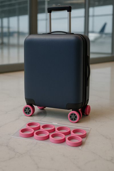 trawell واقي عجلات حقيبة السفر الوردية