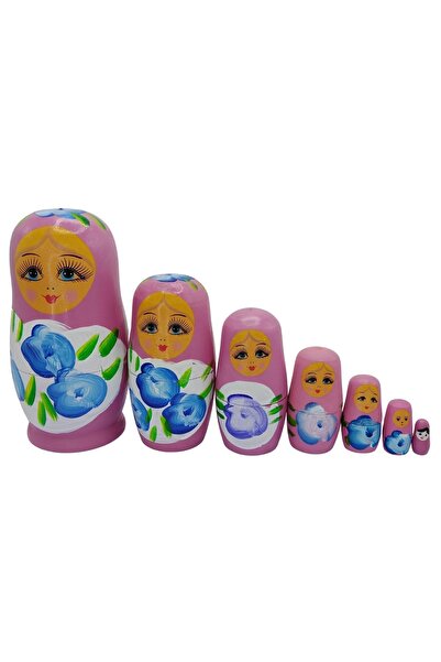 Dünyadan Hediyeler Wooden Matryoshka Doll Set of Seven Rose Pink