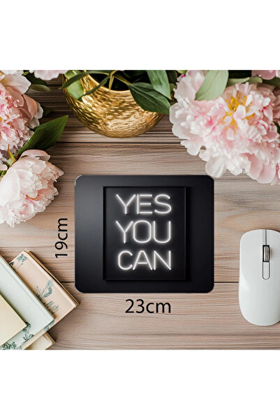 Wisdom Rain لوحة ماوس نيون بسيطة مكتوبة من Yes You Can - لوحة ماوس مطبوعة مستطيلة مستوردة مقاس 19 × 23 سم 2 مم