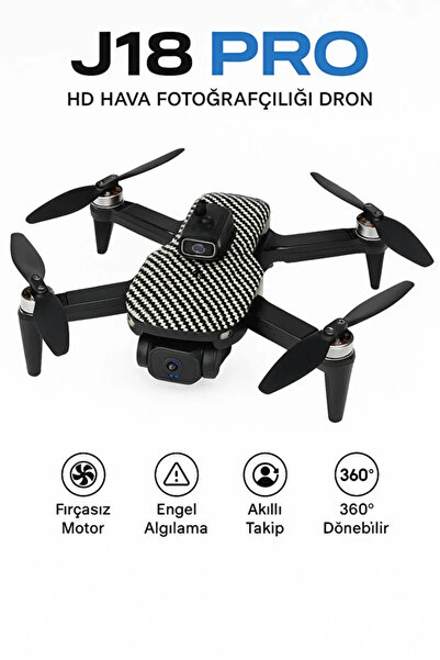 WİRKMARKT J18 Pro Akıllı Drone Hd 2 Kameralı, 360° Engel Algılama,Taşıma Çant...