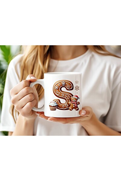 Beramussa S Cookie Letter and Teddy Bear Detailed Mug - New Year / Christmas Themed Design - Christmas Gift