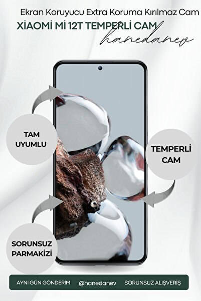 Hanedanev Xiaomi Mi 12T Temperli Cam Ekran Koruyucu Extra Koruma Kırılmaz Cam