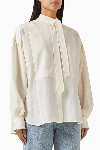 3.1 Phillip Lim Scarf Collar Oversize Blouse, Tencei Poplin, Luxury and Comfortable Elegance
