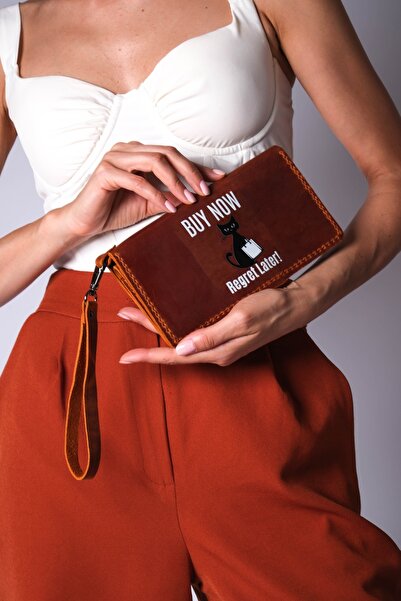 JUNIQ EDITION Hakiki Deri Kahverengi El ve Bilek Cüzdanı – “Buy Now Regret La...