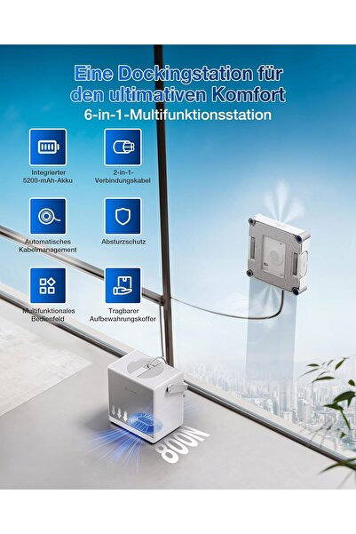 Ecovacs WINBOT W2S Omni Akıllı Cam Temizleme Robotu | TruEdge™ Teknolojisi,, Üçlü Su Püskürtme