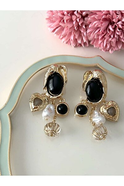 Lavin Accessoriess أقراط متدلية سوداء ساحرة