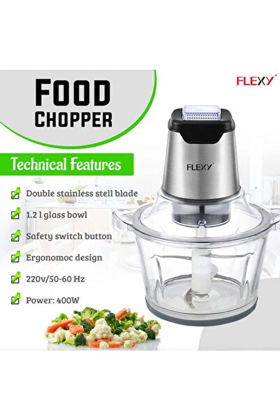 flexy Electric Food Chopper with Fast and Slow Speed Controls 1.2 L 400.0 W FCM676GS Transparent/Sil