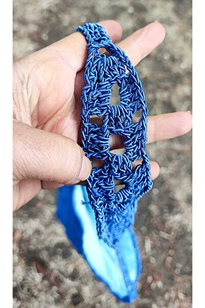 BaharEli Handcrafted Knitted Bag / Crocheted with Bright Purple Macrame Cord / Lined and with Inner Pocket (30X29)