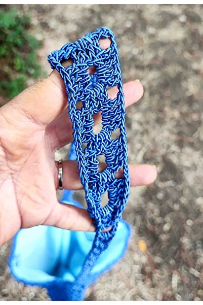 BaharEli Handcrafted Knitted Bag / Crocheted with Bright Purple Macrame Cord / Lined and with Inner Pocket (30X29)