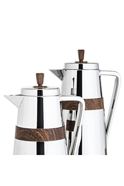Alaska Zala Thermos Set for Tea and Coffee silver and wooden color , 2 Pieces