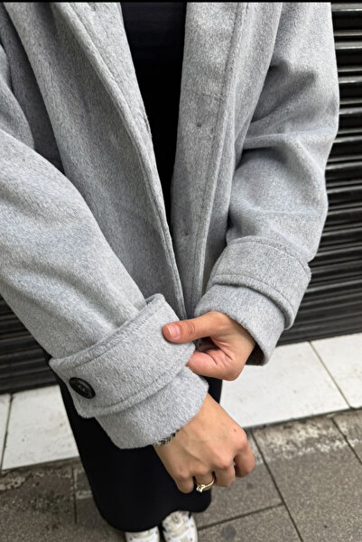 thesunfyre Women's Double Pocket Jacket Lapel Front Buttoned Cashmere Jacket Coat