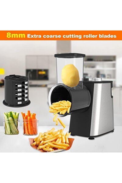 Generic Electric Vegetable Slicer | Large Chute, Motor, Interchangeable Blades, Stainless Steel