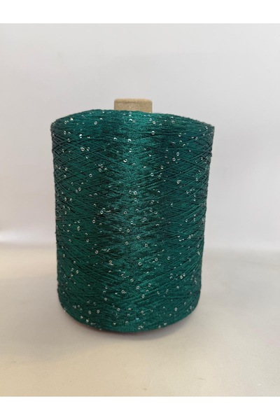 Pİ Yarn küçük gümüş pullu yeşil örgü ipi