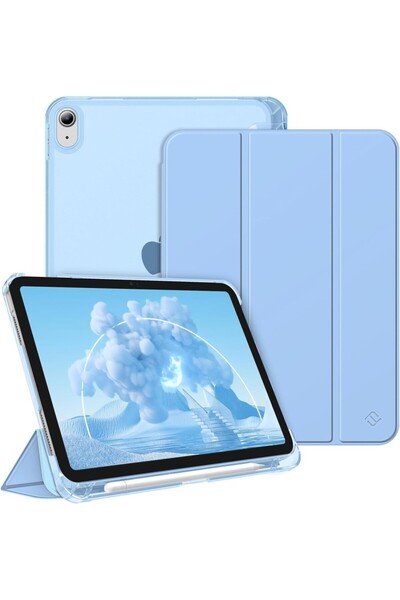 Covpor Apple iPad 11. NESİL A16 ve 10.NESİL 10.9 Uyumlu Flip Kılıf A.Mavi+Bluetoothlu Klavye Mouse+Kalem