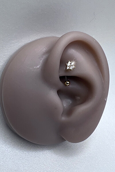 Home Cerrahi Çelik Altın Renk Gümüş renk Rook Piercing Taşlı daith