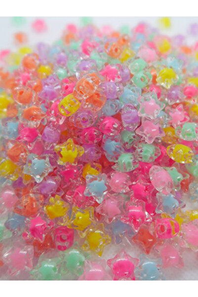 Boncuk Abla 21 Adet Renkli Şeffaf Yıldız Akrilik Boncuk Karışık Figür Boncuk ...