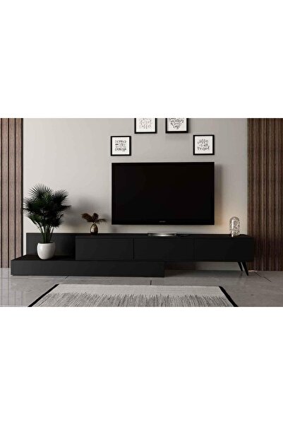 Stylish Home طاولة تلفزيون باللون الاسود قابلة للتمدد - TV55