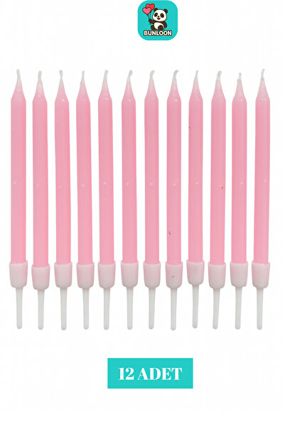 Bunloon Pembe Doğum Günü Mumları 12’li Set Pasta Süs Mum Doğum Günü Pasta Süs...