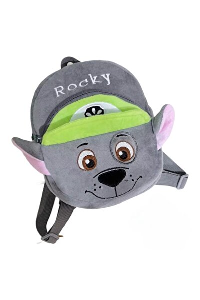 OEM Kindergarten Backpack, Plush, Gray, Puppy Pattern