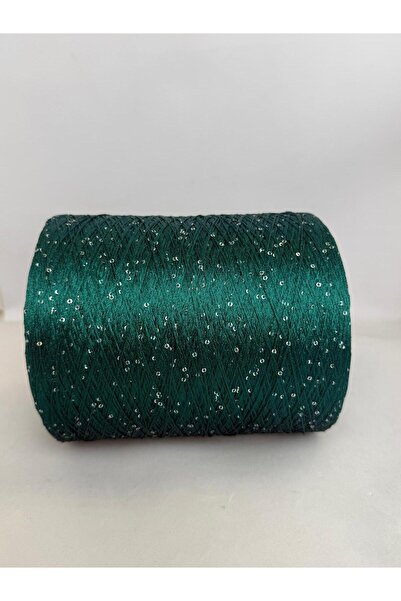 Pİ Yarn küçük gümüş pullu yeşil örgü ipi