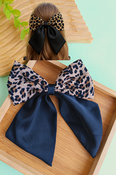 Nisankids Сатинова шпилька з леопардовим візерунком і бантиком, 1 шт.