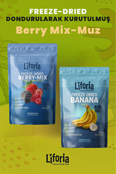 Liforia 2 عبوة من الفواكه المجففة بالتجميد - وجبة خفيفة صحية - مزيج التوت وال...