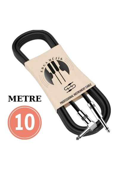 Erga Müzik Gitar Jack Kablo Çelik Uç Düz/L 10M-32,8FT Elektro Akustik Bağlama...