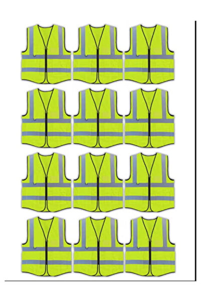 Generic Pack of 12 High Visibility Multi Use Vest Safety and Utility in Bright Yellow